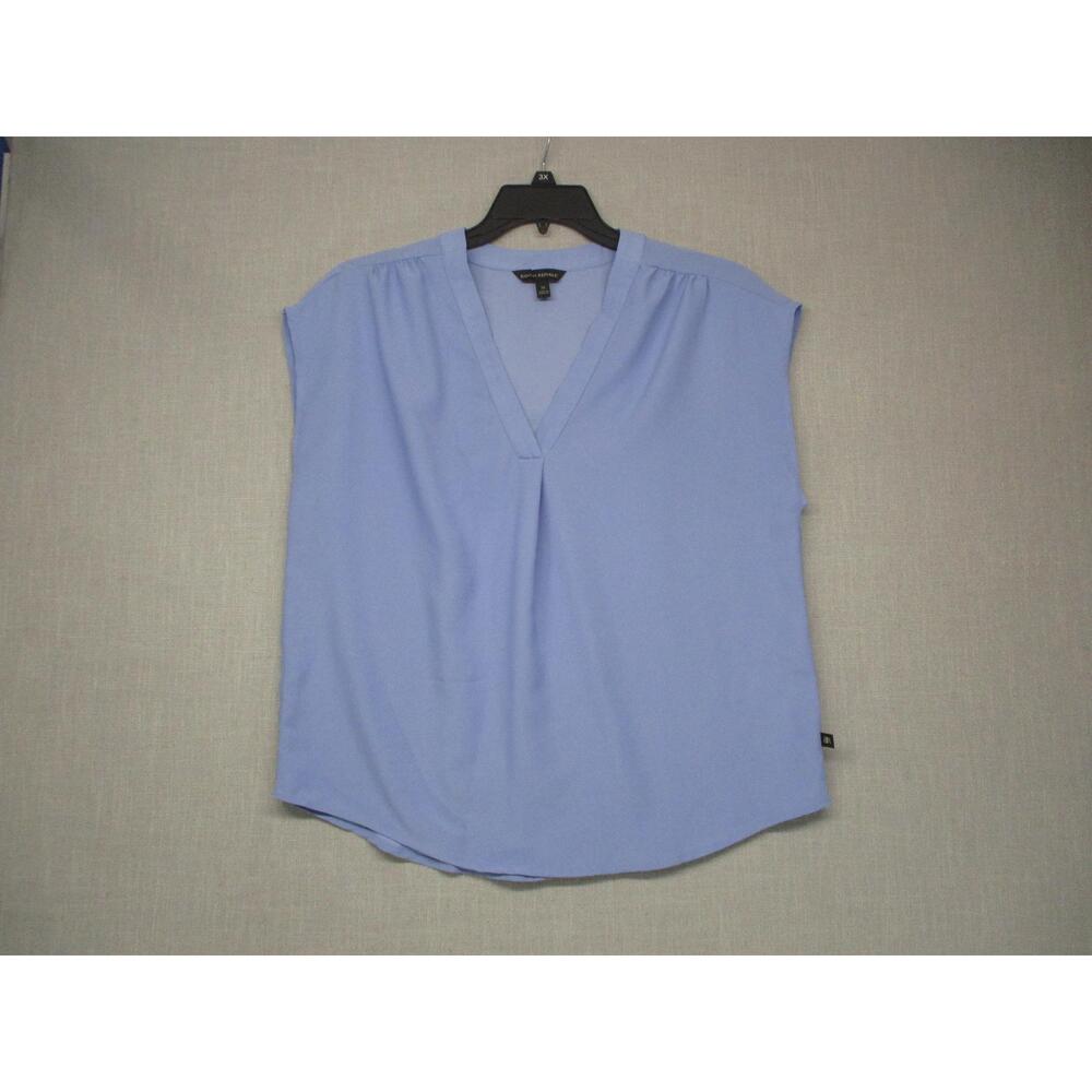Banana Republic Blue Flowy Modern Chic Sleeveless Vneck Blouse Women Size M